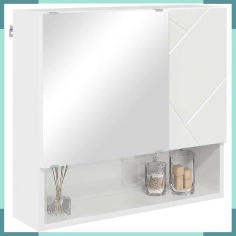 883368 Armoire Miroir Blanc brillant 59 x 17 x 55 cm Bois d'ingénierie (1/5)