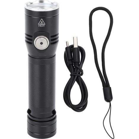 Lampe torche haute luminosité 2050 lm, chargement USB-C, étanche, 6 modes d'éclairage, boîtier en aluminium, idéale pour les situations d'urgence en extérieur. (1/5)