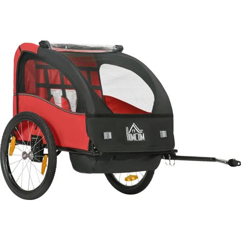 Remolque para bicicleta infantil, 2 plazas, construcción metálica, red (1/2)