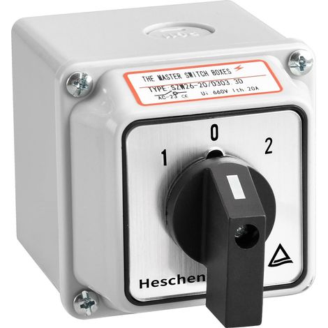 Commutateur de changement de came rotatif universel, SZW26-20/D303.3D, 660V 20A, 3 positions, 3 phases 12 bornes, avec interrupteur maître extérieur LW28-20/4 (Boîte standard) (1/5)