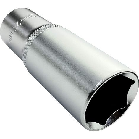 Douille de Vissage - Profonde/Rallongée/Longue - 1/2x22mm - pour Clé/Cliquet Manuelle/Pneumatique - Corps Cylindrique - Hexagonale/6 Pans Allen - en Acier CR-V - Couleur Argent (1/2)