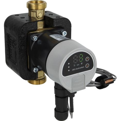 Le Sanitaire – Circulateur ECS sanitaire EcoComfort – Raccordement 1/2' FF et 1' FM – Tension 230V – Hauteur de construction 80mm – Débit max 0.8 m³/h