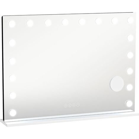 Specchio trucco Hollywood con 18 LED, Bluetooth, RGB e ingrandimento 10x, bianco (1/5)