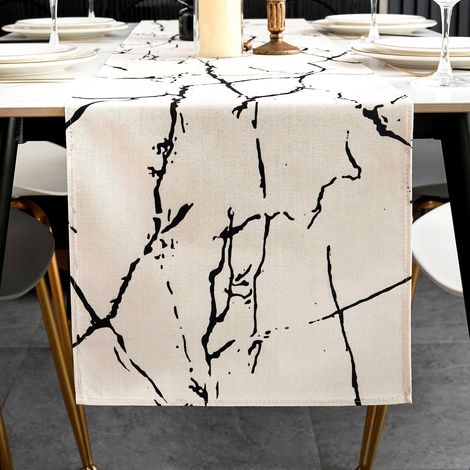 Chemin de Table Blanc et Noir 140×40 cm