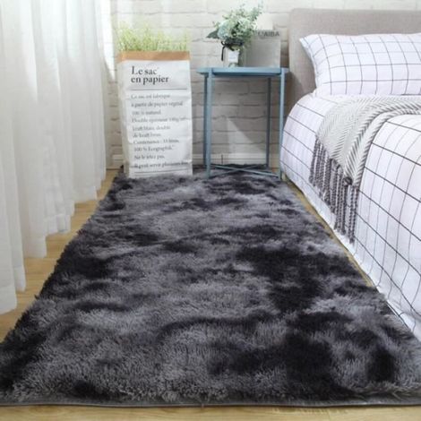 Tapis Shaggy - 100 x 160 cm - Noir Gris - Polyester - Pour Salon Chambre Salle À Manger - 1 Pièce (1/3)