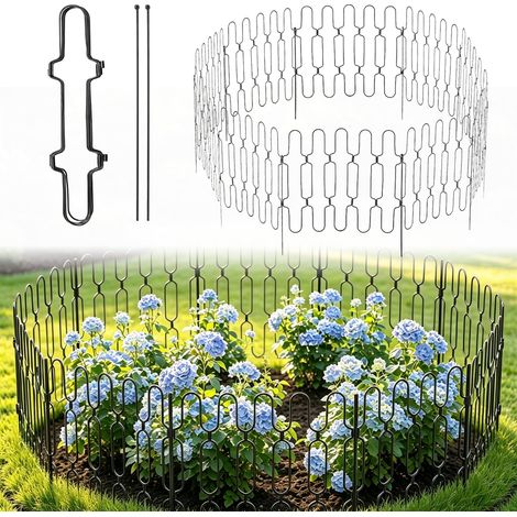 Clôture de Jardin Pliable pour l'Extérieur, Panneaux Métalliques Anti-Animaux sans Creusage, Bordures Décoratives pour Parterres, Massifs et Allées de Jardin (40CM(H)×4.6M(L) 10 Panels) (1/5)