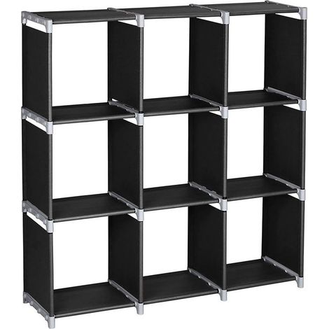 Cube Meuble de Rangement Ouvert Étagère de Rangement à 9 Compartiments Bibliothèque Tour de Rangement Plastique étagère à Livres Etagere Escalier Cube Modulable pour Salon et Bureau (1/5)