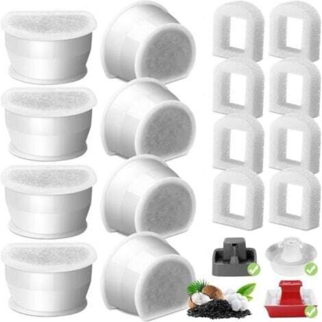 Foam Pre-filters and Carbon Filter Compatible with PetSafe Drinkwell Fountain Avalon, Sedone, 2 Gallon and 1 Gallon for Cat and Dog Water Fountains (Pack of 16)