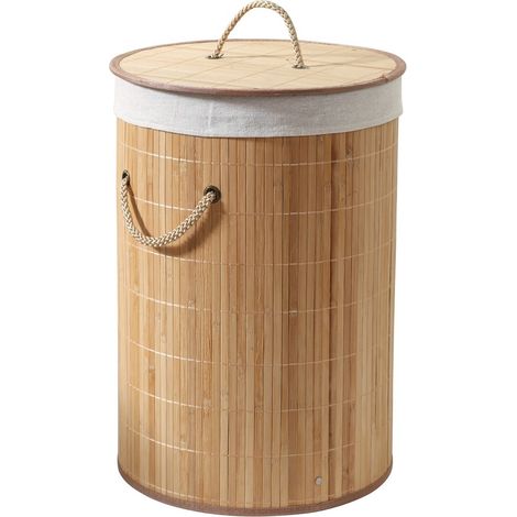 CALICOSY - Panier à linge rond en bambou 60L H50 cm - YSA (1/5)