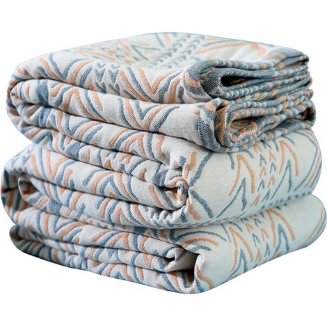 Baumwolldecke – Tagesdecke 150 x 200 cm, Überwurf im Bohème-Stil, beidseitig verwendbar für Bett/Sofa – Grau/Beige (1/3)
