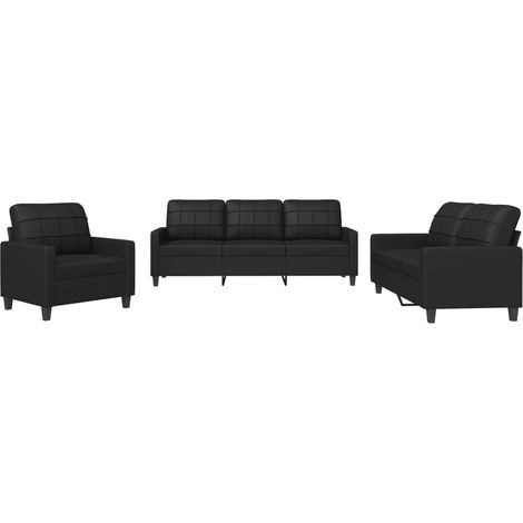 Maison Exclusive - Set di Divani 3 pz con Cuscini Nero in Similpelle