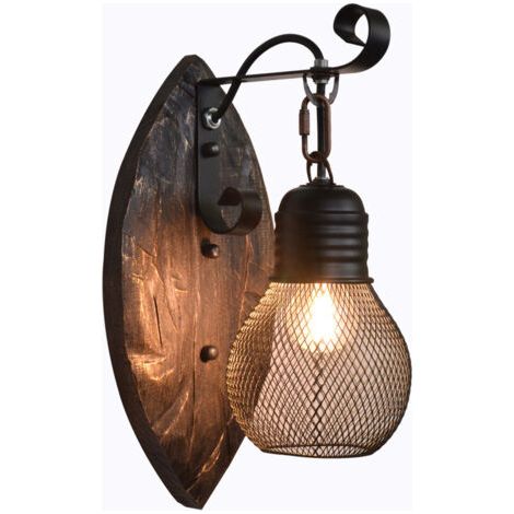 Antique Vintage Style Industriel Mur Lumières Rustique en Bois Applique Murale Éclairage Murale pour Restaurant, Allée, Couloir, Entrée, Bar, Café, Ombre Fait De Métal Et De Verre (1/5)