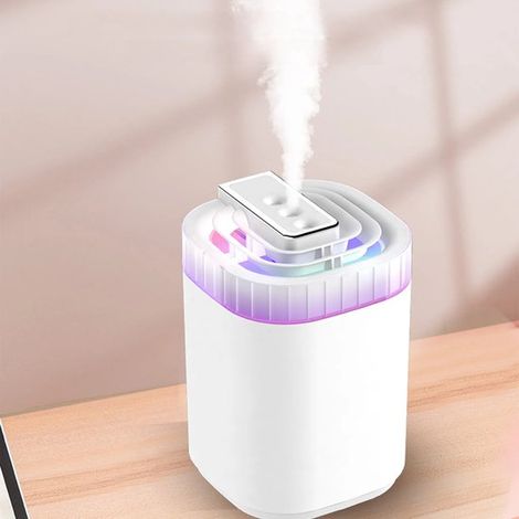 Humidificador，difusor de aromas para interiores，depósito de agua de 3 litros，luz nocturna LED de 7 colores，puerto USB，color blanco (1/5)