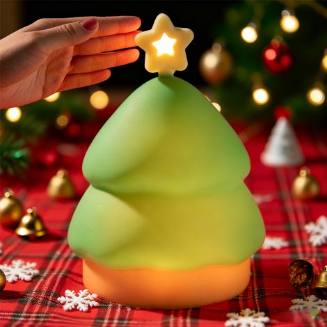 Mini veilleuse de Noël, lampe de Noël en silicone, rechargeable, décoration de sapin de Noël - 7 x 7 x 9,9 cm (1/5)