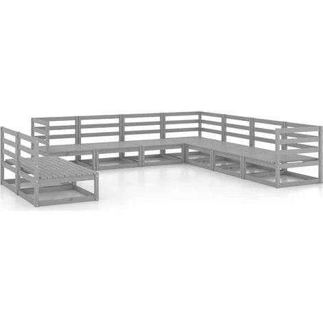Maison Exclusive - Juego de muebles de jardín 9 piezas gris mader (1/5)