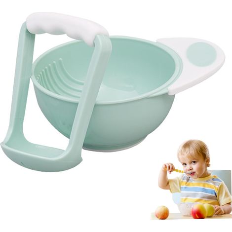 Baby Food Masher Bowl Set résistant à la chaleur Portable en plastique Baby Puree Maker avec poignée antidérapante pour les (1/5)