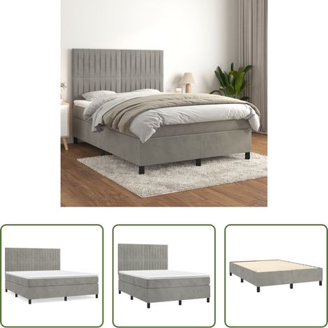 Samtmatratze - Boxspringbett mit Matratze Hellgrau 140x200 cm Samt (1/5)