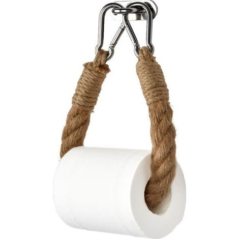 Porte-papier hygiénique en corde de chanvre Support mural en corde pour papier toilette accessoire de salle de bain (1/4)