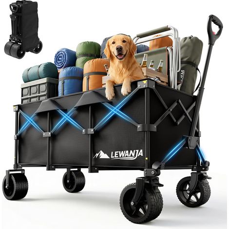 200L Chariot Pliable, Chariot de Plage, Jardin, Camping, Courses, Roues Larges et Freins, Charge 200 kg (1/5)