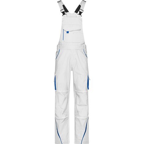 James & Nicholson Funktionelle Latzhose JN848 Gr. 60 white/royal (1/4)