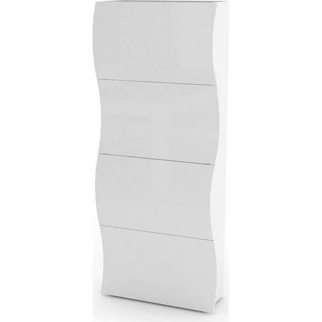 Dmora Zapatero moderno, Made in Italy, Zapatero de entrada, con 4 puertas abatibles, 71x27h162 cm, color blanco brillante, con embalaje reforzado