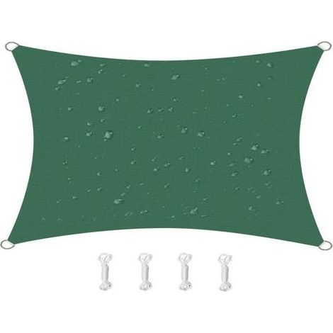 Sonnensegel mit 95 % UV-Effizienz, Oxford-Gewebe, für Terrasse, Balkon, Rasen, Party, Outdoor-Aktivitäten (2 x 3 m, Dunkelgrün) (1/4)