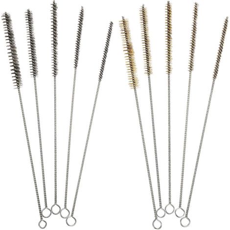 Lot de 10 brosses métalliques en acier inoxydable pour le nettoyage des trous de tuyauterie-30x1cm