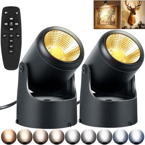 JSSEVN - Luces verticales de 7 W con temperatura de color ajustable de forma continua y regulables, paquete de 2 unidades con temporizador y mando a distancia. (1/5)