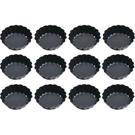 Eierkuchenformen, 6er Pack antihaftbeschichtete Tarteformen mit herausnehmbarem Boden, kleine geriffelte Tarteform(en) zum Backen, runde Quichefo (1/5)
