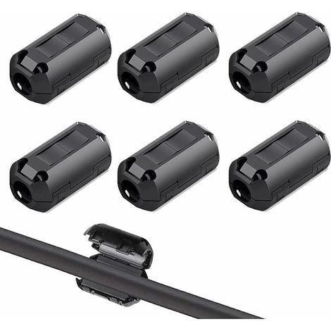 Green Mobility-6Pcs Noir Ferrite Anneau Noyau, Noyau de Ferrite à Clipser, RFI EMI Noise Suppressor Clip de Câble, Anti-Interférence Haute fréquence Filtre (13mm Intérieur Diamètre) (1/5)