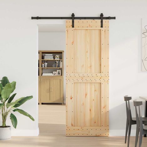 vidaXL Porta scorrevole NARVIK Naturale e Nero 85 x 210 cm (152,5