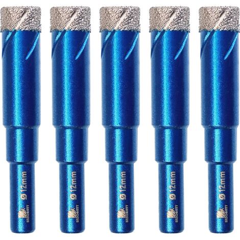Forets Mèches Diamant Carrelage 12mm - BRSCHNITT Foret Céramique pour Porcelaine,Céramique, Granit,Carrelage(5 Pièces) (1/5)