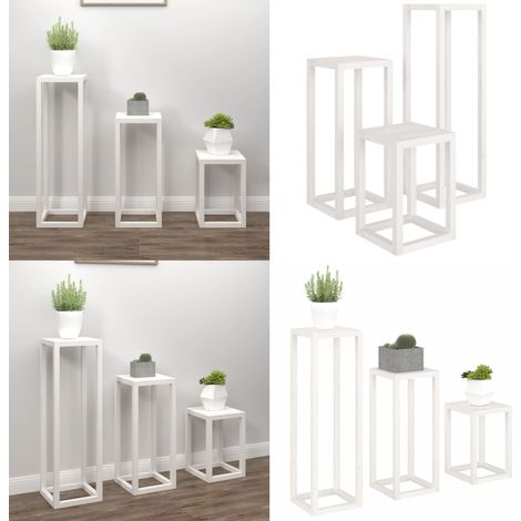 3-tlg. Pflanzenständer-Set Weiß Massivholz Kiefer - Holzpflanzständer - Kiefernholz - Pflanzenständer Set - Dekoration Im Innenbereich - Blumenständer - Home & Living (1/5)