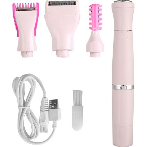 Rasoir Électrique 4en1 pour Femmes - Épilation Aisselles Jambes - Rechargeable USB - Rose (1/5)