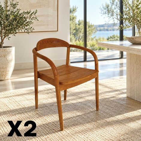 Chaise scandinave bois de teck massif (lot de 2) DEPOK (1/5)