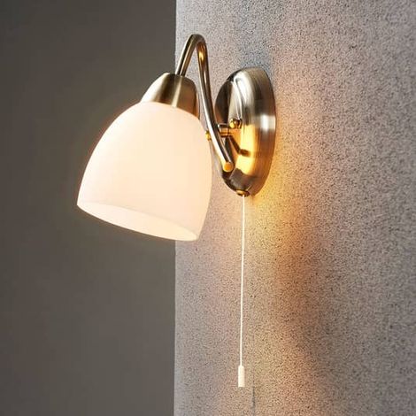 [GEBRAUCHT] B-Ware Lindby Wandleuchte Mael Leselampe Wandlampe Mit Zugschalter E14 Altmessing Weiß