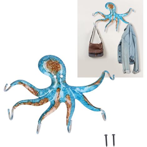 MINKUROW Octopus Wall Hook, Octopus Wall Hook Octopus Key Hooks Appendiabiti A Parete Gancio Decorativo Per Ingresso, Porta O Bagno (1/5)