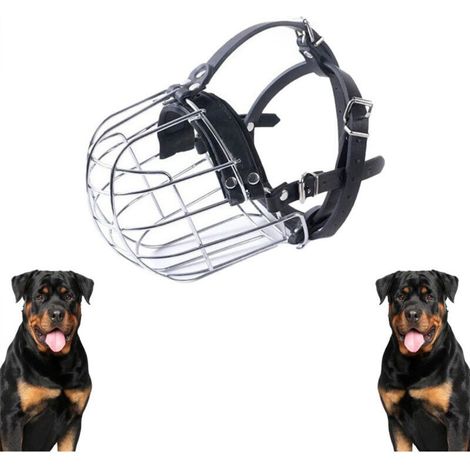 A silver dog muzzle, 40 cm long, to prevent biting, accidental ingestion, and barking. (1/5)
