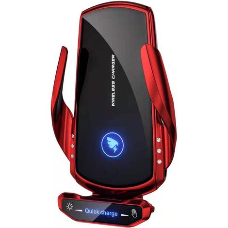 Caricabatterie a induzione per auto da 15 W, caricabatterie wireless rapido per auto con clip di presa d'aria automatica e supporto per auto per iPhone Samsung... (rosso)