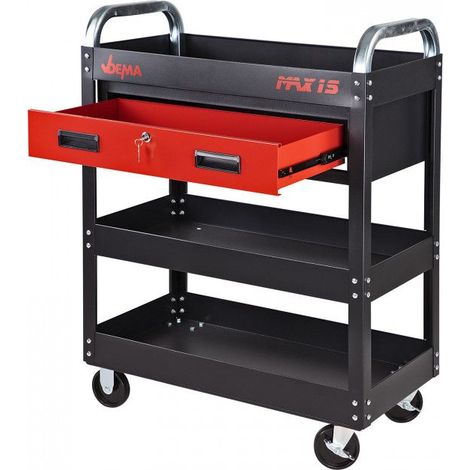 Dema – Chariot d'atelier 3 étagères – Charge max 120 kg – Dimensions extérieures 770x410x1030 mm – Construction acier avec revêtement poudre - MAX 1 S