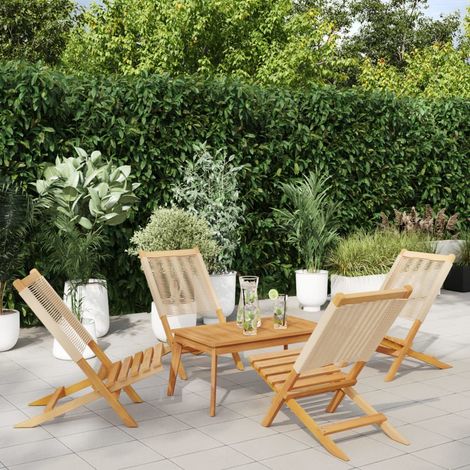 Teenpull – Gartenstühle 4 Stk. Klappbar Beige Massivholz Akazie (1/5)
