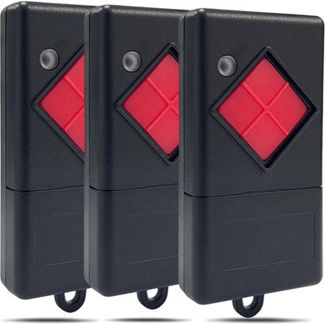 Télécommande porte de garage 40,685 MHz – Lot de 3 unités, 1 canal, bouton rouge, compatible avec modèles MAHS40, MAHS40-01, MAHS40-04