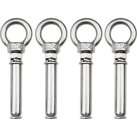 MINKUROW 4 Pezzi Bulloni Di Ancoraggio Ad Espansione M6 X 60mm Bullone A Occhiello 304 Bullone Di Ancoraggio A Gancio Chiuso In Acciaio Inox Con Anello Di Sollevamento (1/5)