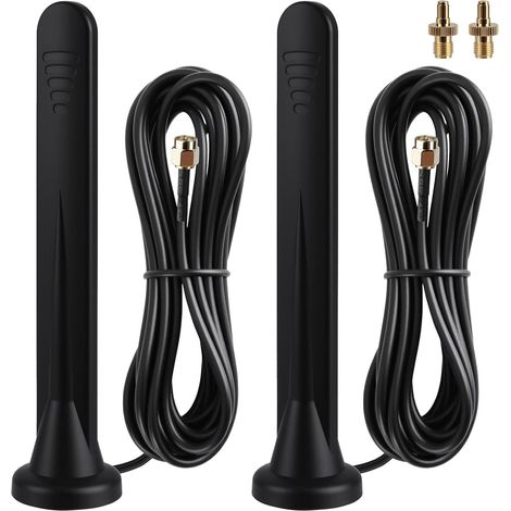 Antenne WiFi 5G 4G, 2pcs Amplificateur Signal Omnidirectionnel 15DBI Étanche avec Base Magnétique TS-9 SMA pour Routeur Mobile LTE, Modem, Caméra de Trail, Antenne 3G/4G/5G/GSM/GPRS, Câble 3M (1/5)