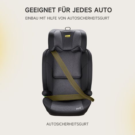 Siège auto i-Size R129 enfant 3,5-12 ans (100-150 cm), rehausseur avec dossier et appui-tête ajustables, protection latérale renforcée (1/4)