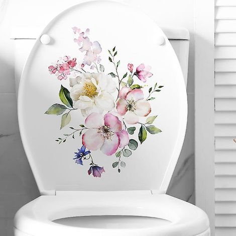autocollants Pour Toilettes, Fleurs Fraches Et Papillons, Dcoration Murale, Autocollants Autocollants Pour La Salle De Bain (1/5)