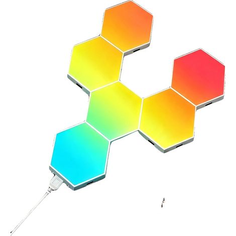 Apliques de pared hexagonales, sincronización musical, diseño modular DIY, luz hexagonal-a, 6 unidades (1/2)