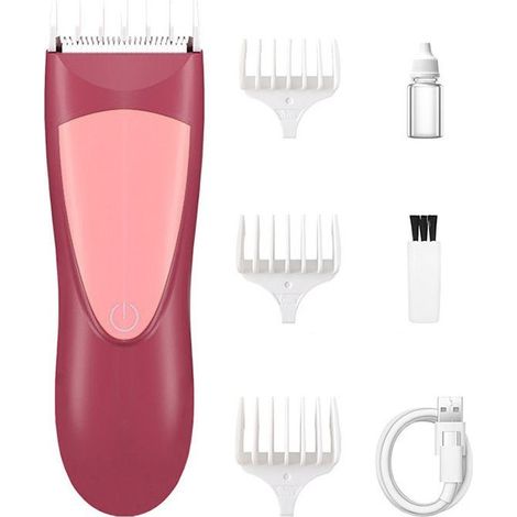 cheveux pour enfants silencieux, tondeuse électrique portable amovible rouge pour bébé, coiffure facile et douce. (1/5)