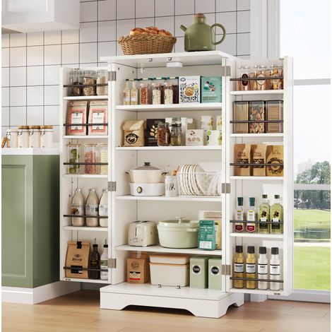 meuble rangement haut cuisine LED MDF 120x60x40 blanc OKMYHOME (1/5)