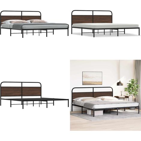 vidaXL Cadre de lit en métal sans matelas chêne marron 200x200 cm (1/5)